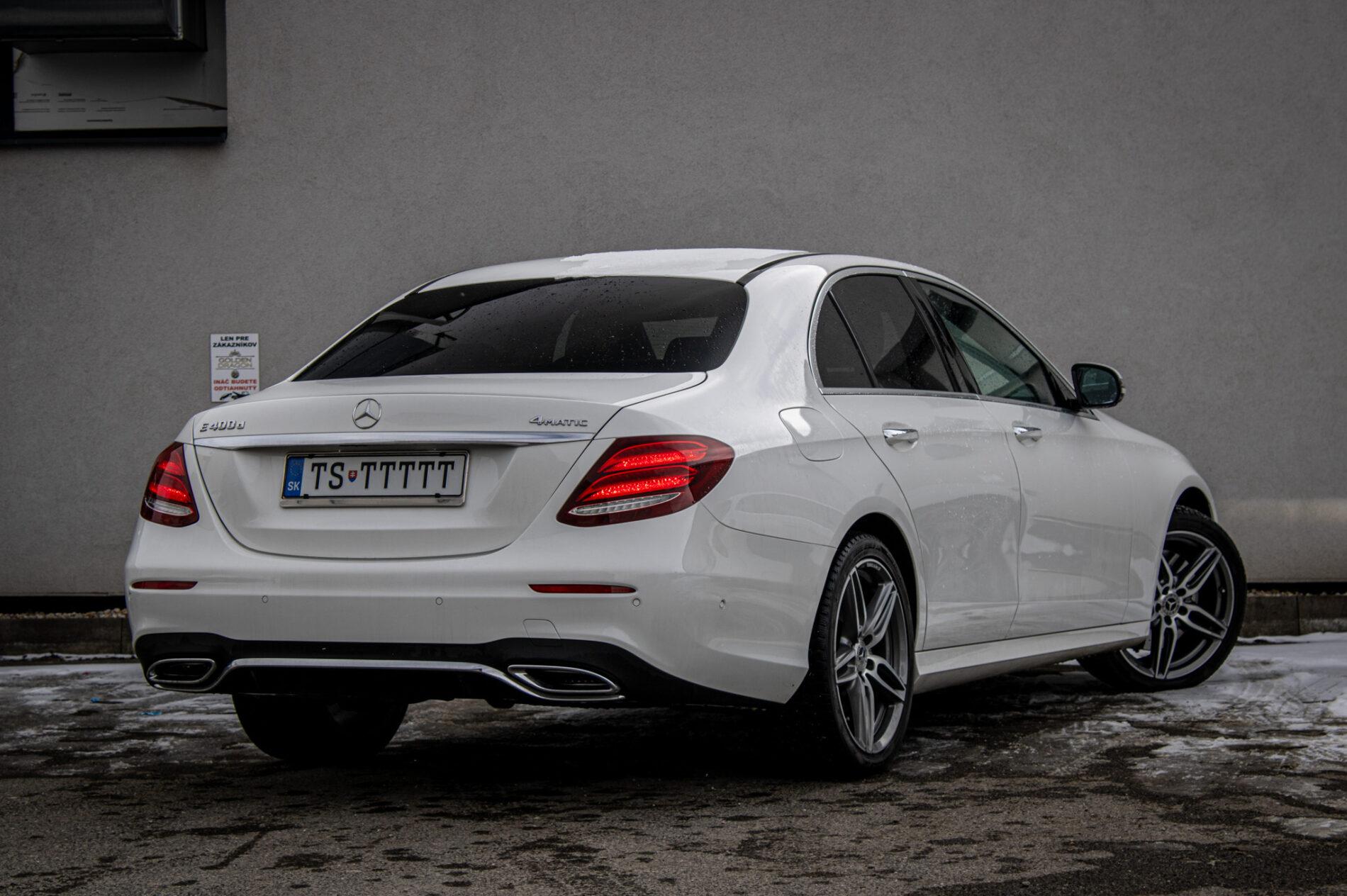 2018 Mercedes-Benz E 400d, bílá sedan, 142 796 km